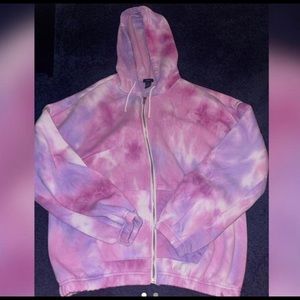 pink, purple & white tie-dye zip up jacket. Size 2XL